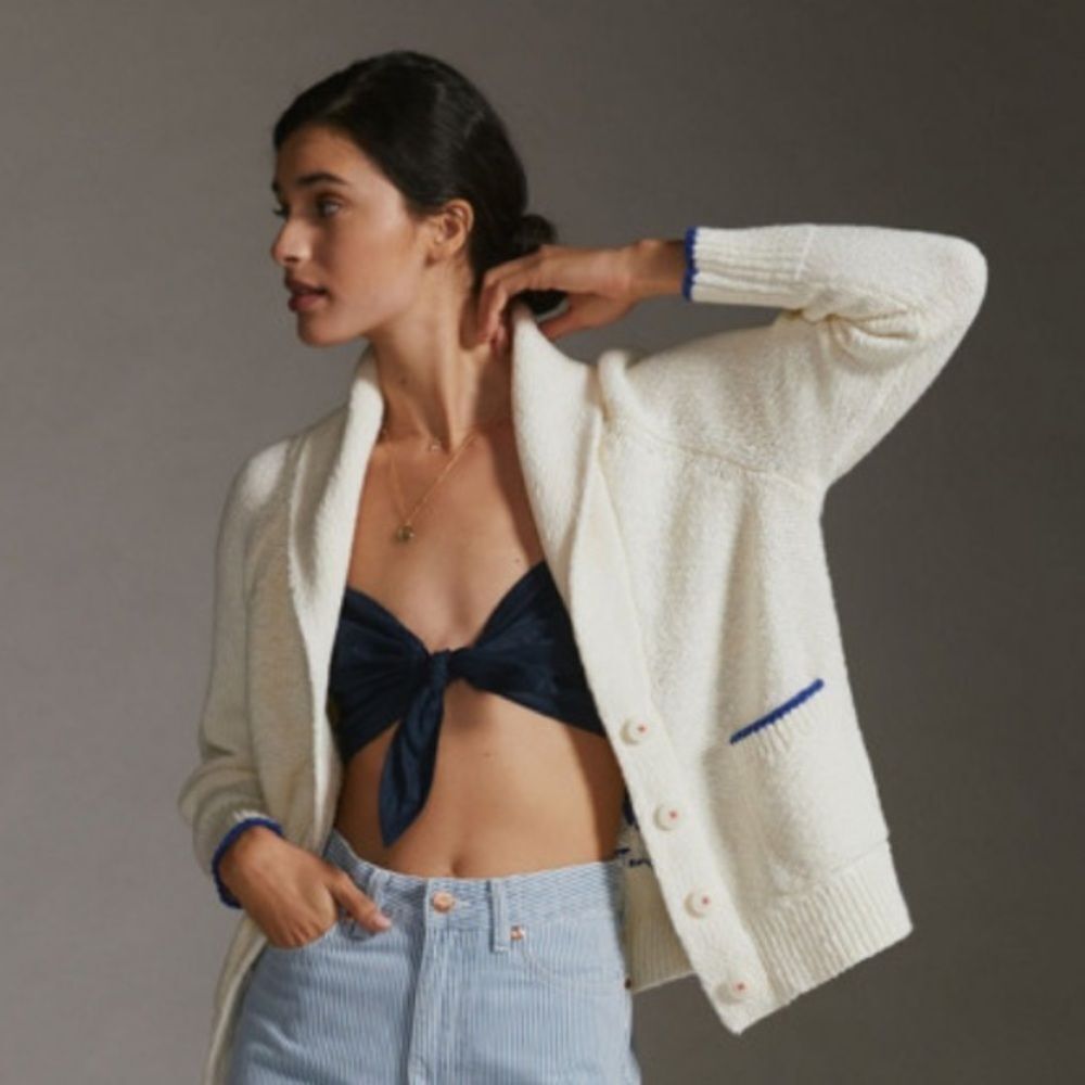 Anthropologie Maeve Lobster Cardigan - Picture 2 of 8